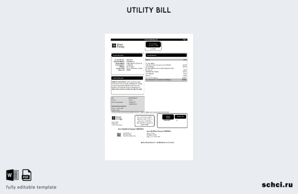 скачать цифровой шаблон счета за коммунальные услуги USA Texas Direct Energy